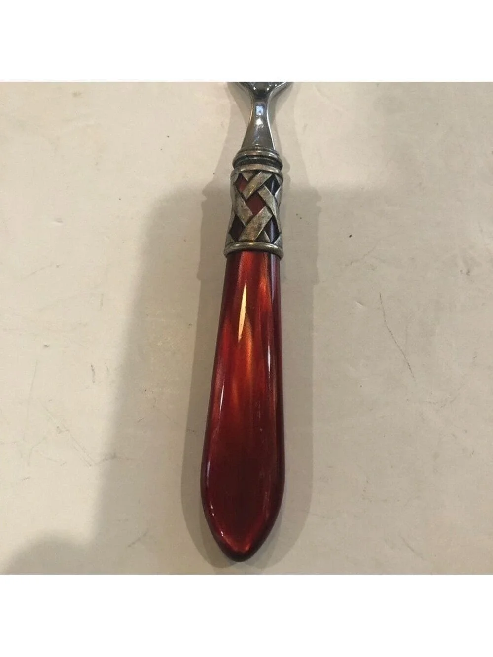 Bugatti for Vietri Aladdin salad fork. Red replacement ornate 18/10 stainless